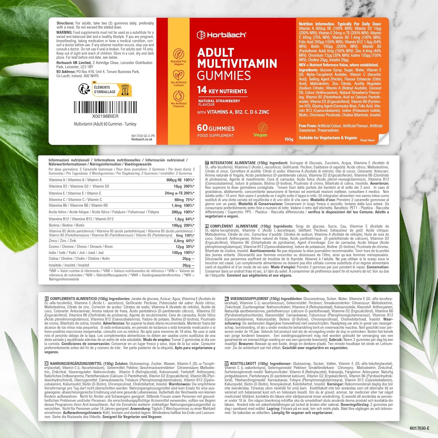 Gominolas Multivitaminas Y Minerales con Vitamina A, B12, C, D Y Zinc |