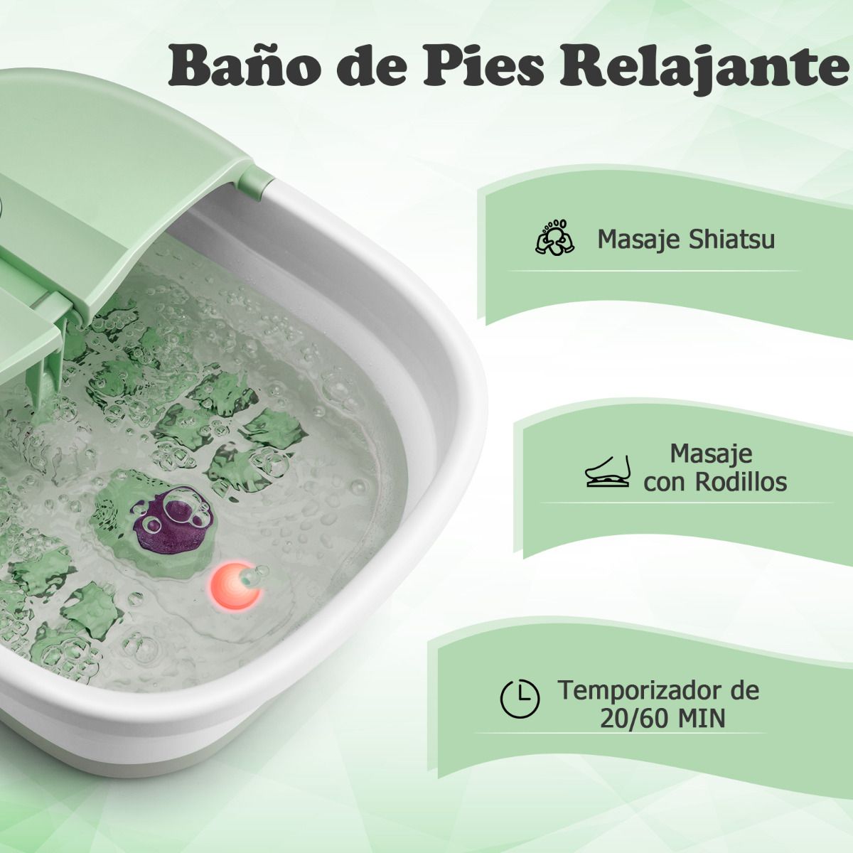 Masajeador Plegable Para Pies Con Calentamiento y efecto Pediluvio
