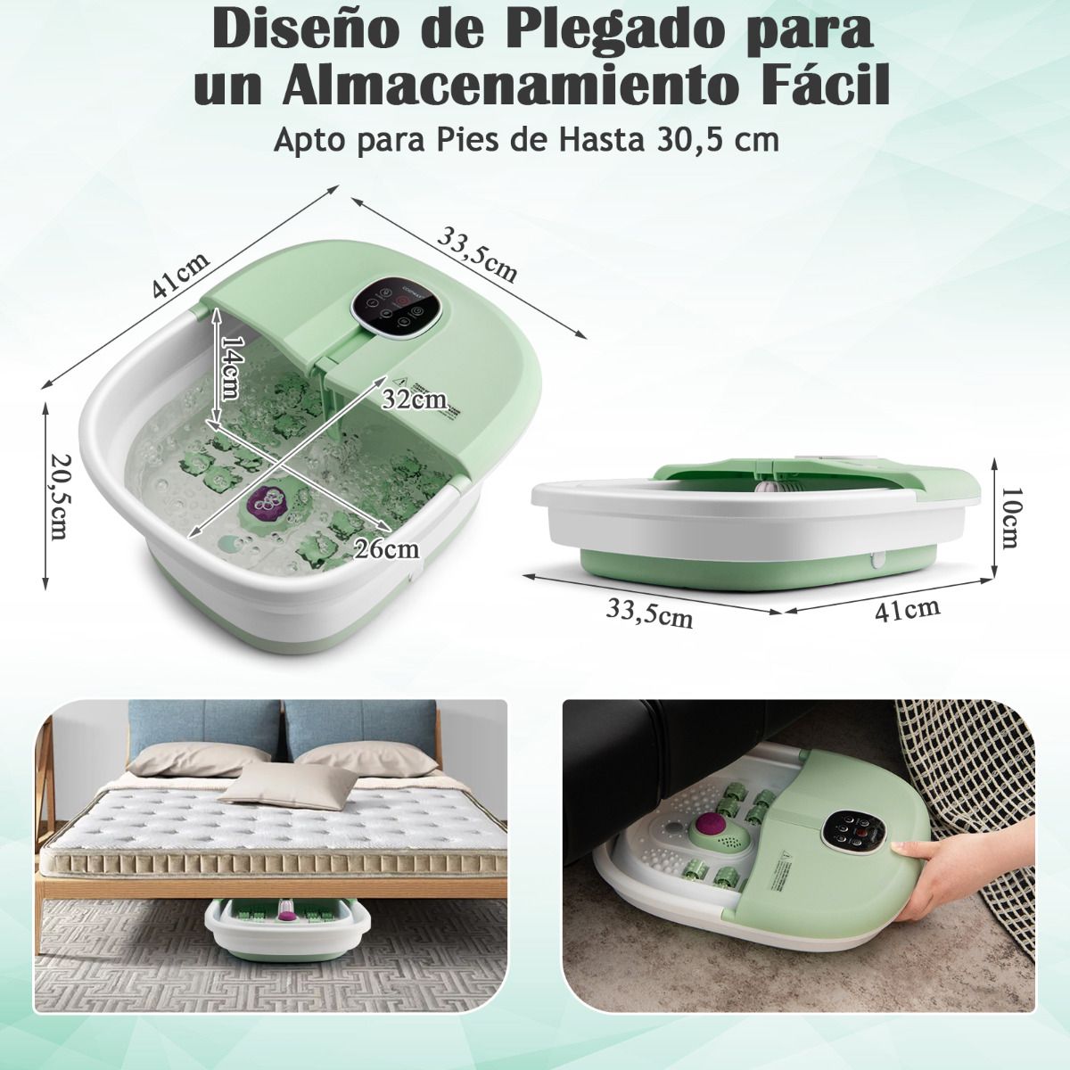 Masajeador Plegable Para Pies Con Calentamiento y efecto Pediluvio